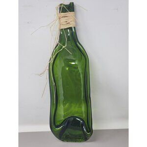 Melted Green Wine Bottle Cheese‎ Plate With Raffia Wrap